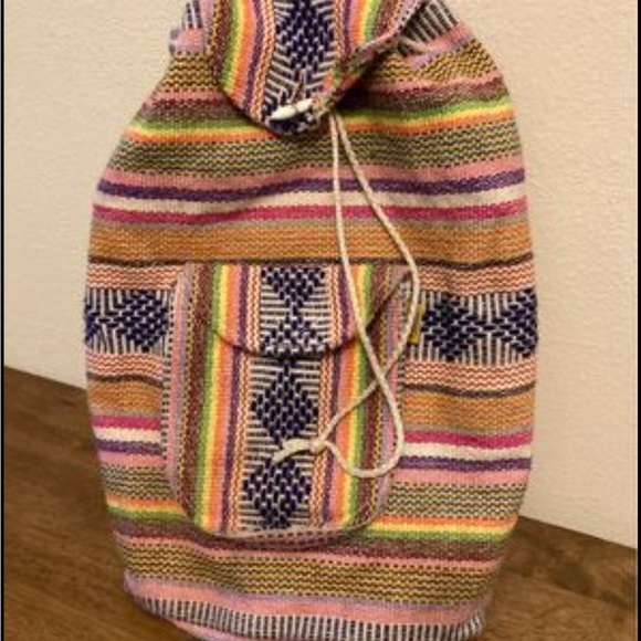 EUC Rainbow Woven Backpack Boho Retro - Picture 5 of 7